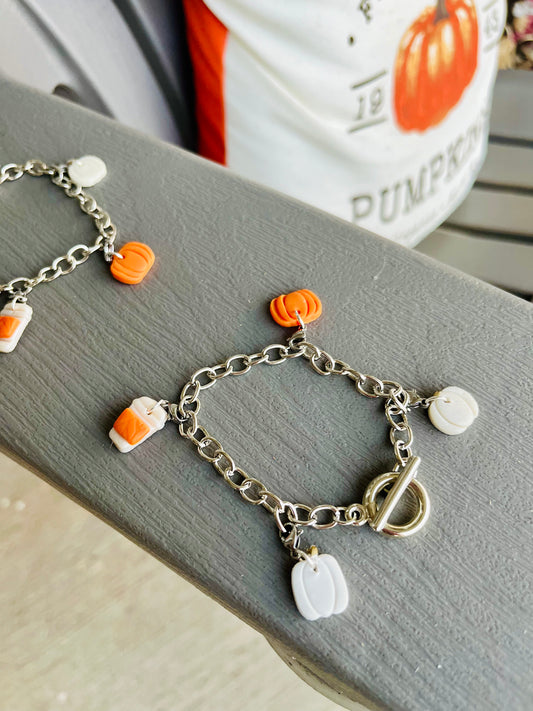 Pumpkin Everything- Clay Charm Bracelet