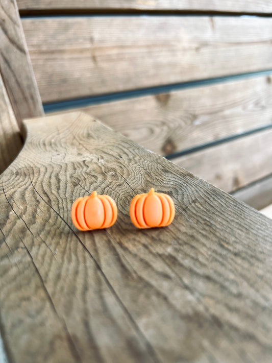 Pumpkin Clay Stud Earrings