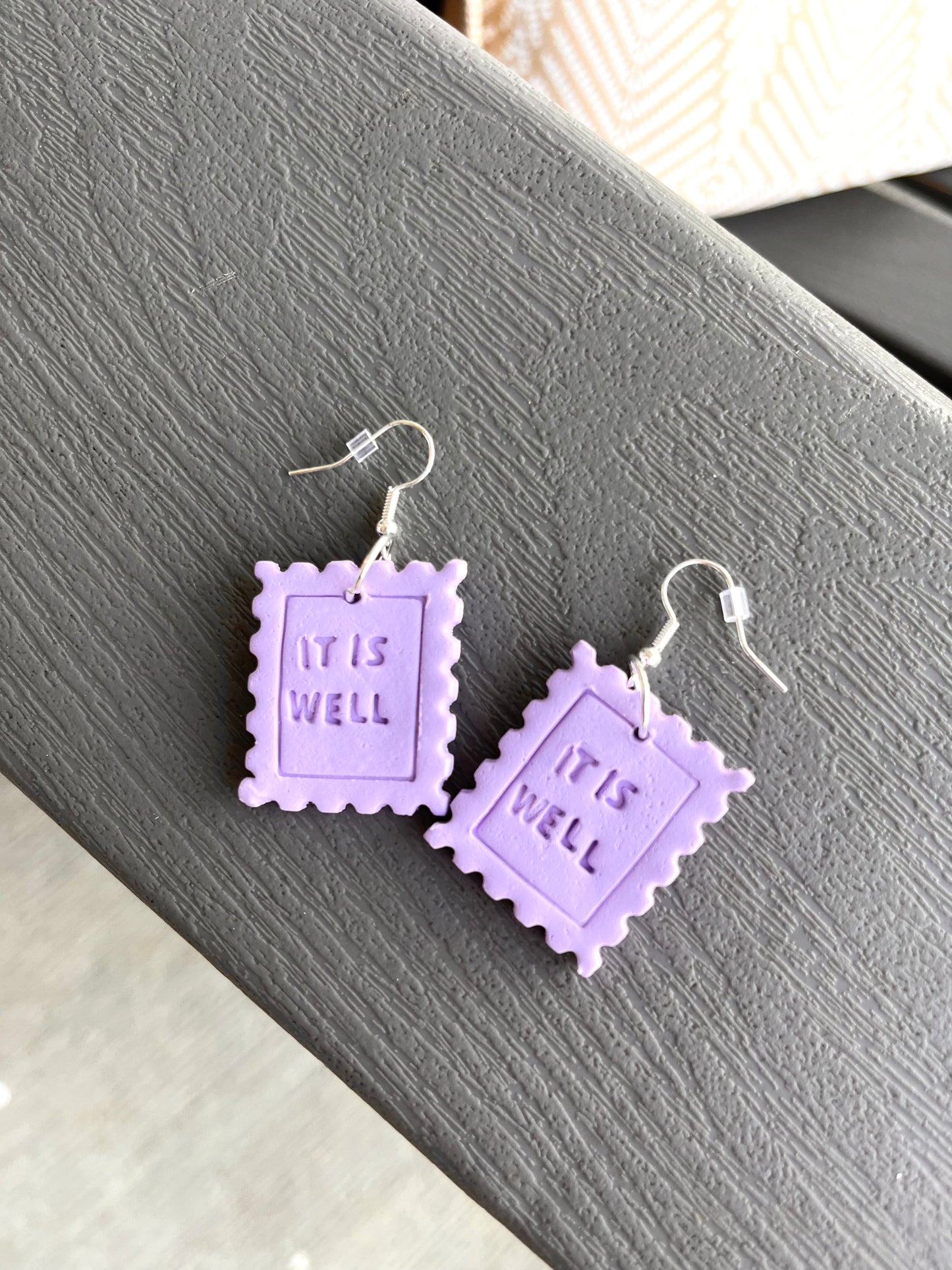 It Is Well clay Earrings - Lilac