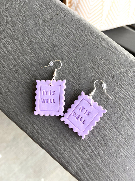 It Is Well clay Earrings - Lilac