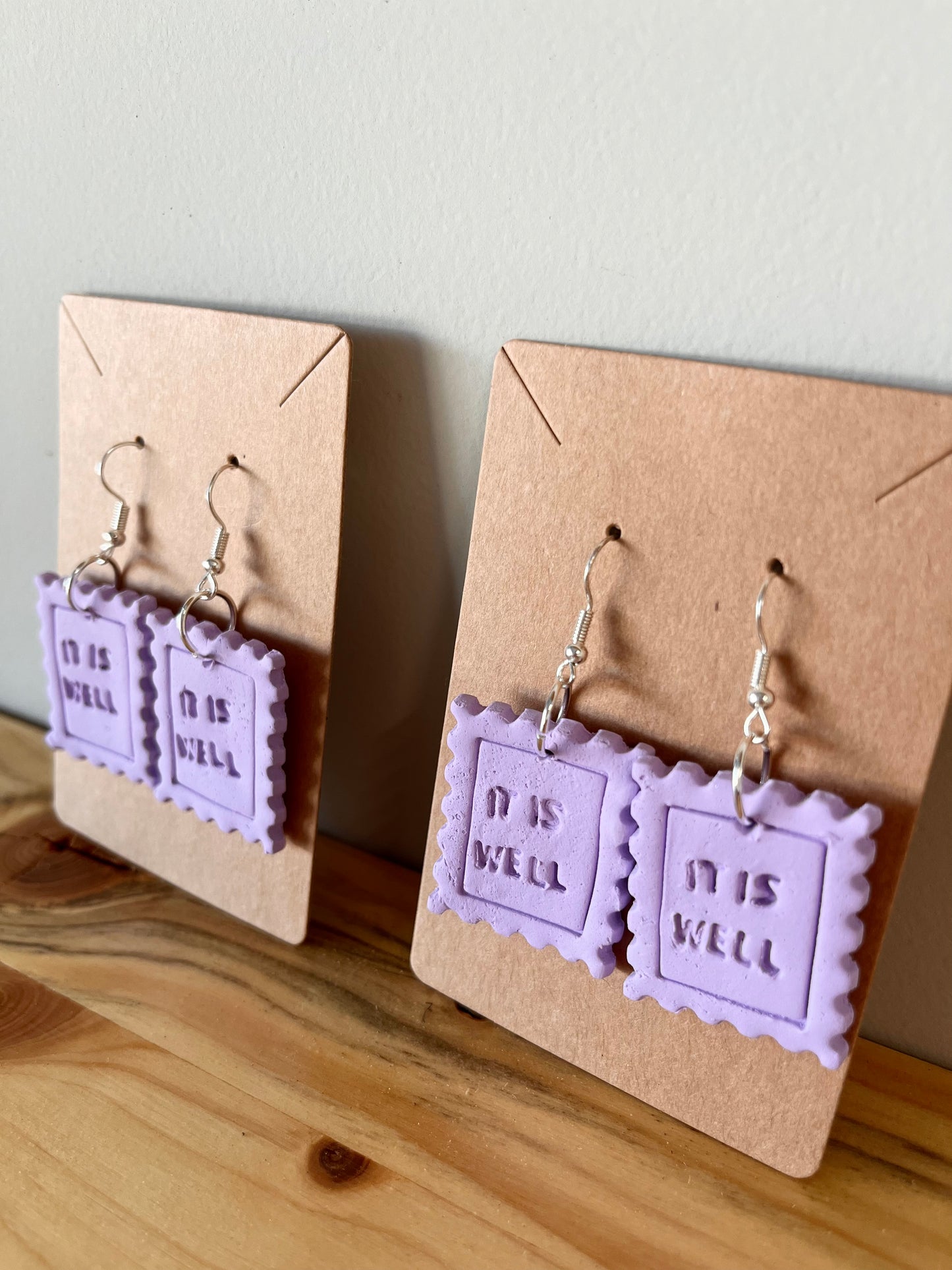 It Is Well clay Earrings - Lilac