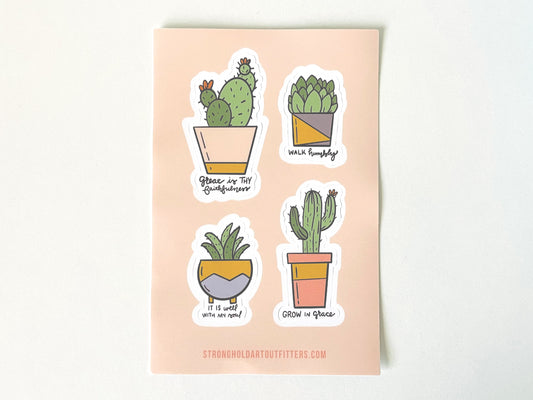 Grow in grace Succulent sticker sheet