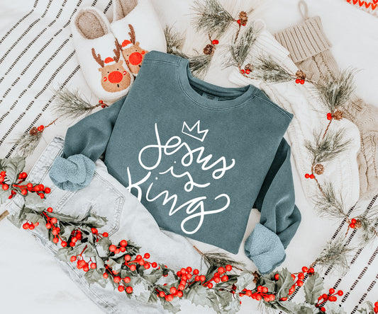 Jesus is King Garment-Dyed Sweatshirt